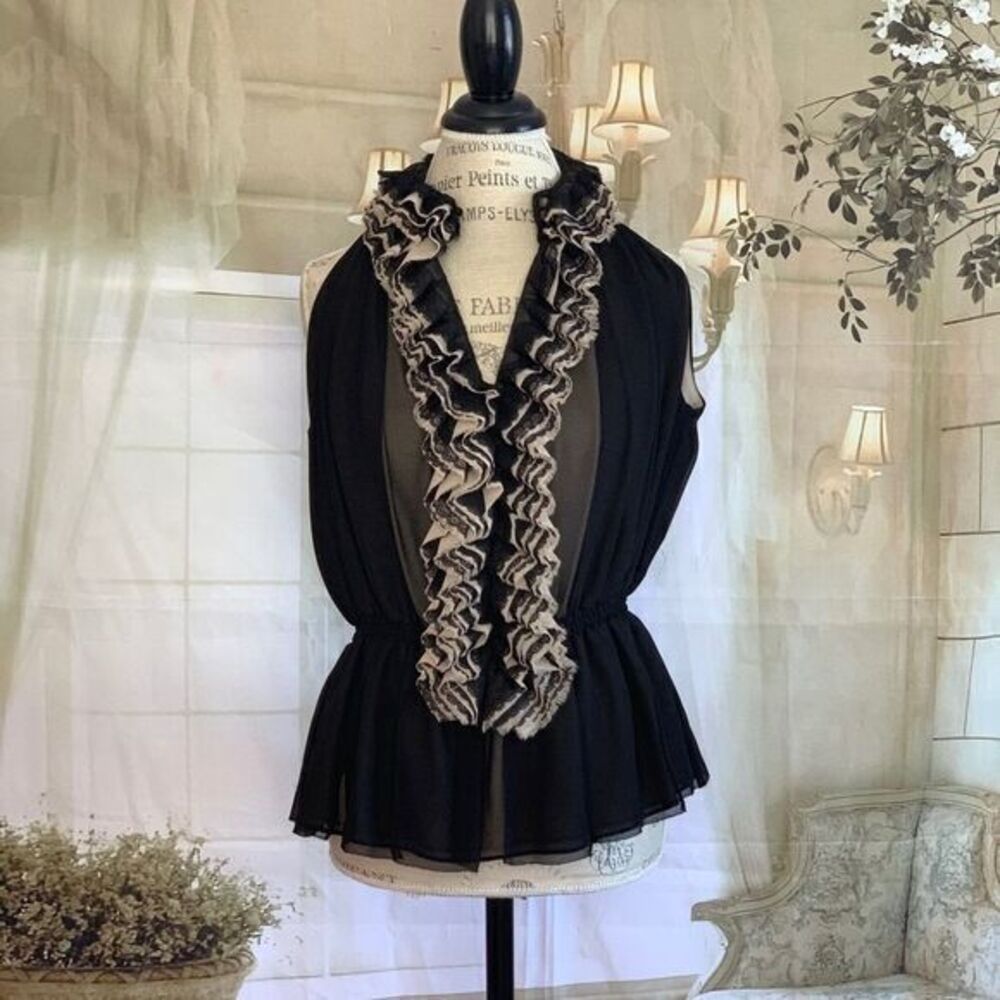 Robert Rodriguez Neiman Marcus Ruffle Black top